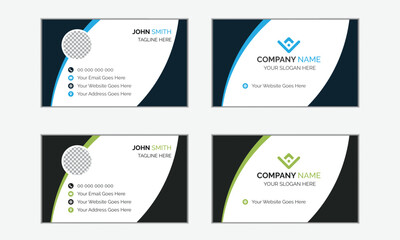 Simple corporate business card name card horizontal minimal clean template vector design Clean professional business card template visiting card flat blue business card inspiration double s