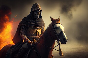 Naklejka premium Cavalry on the battlefield. Generative AI.