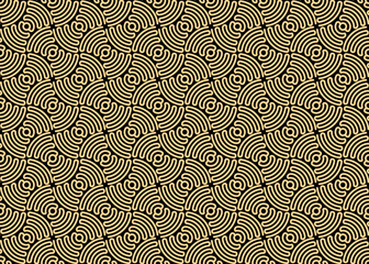 Abstract geometric pattern. A seamless vector background. Gold and black ornament. Graphic modern pattern. Simple lattice graphic design