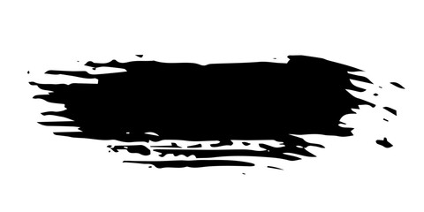 Line brush. Black color stripe isolated on white background. Vintage brush strokes. Hand draw dirty strips. Marker design frame. Grunge texture. Smudged shape. Handmade element. Vector illustration - obrazy, fototapety, plakaty