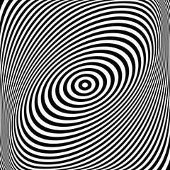 Twisting Whirl Motion and 3D Illusion in Abstract Op Art Striped Lines Pattern.