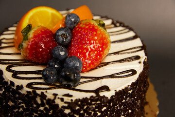 Chocolate cake with summer berries.