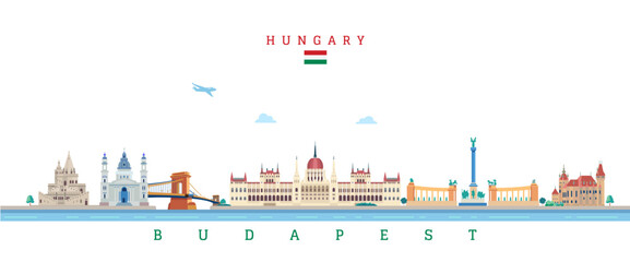 Fototapeta premium Hungarian Parliament in Budapest. Famous landmark buildings in the capital of Hungary. 