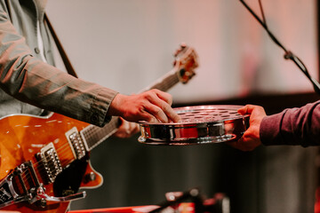 Communion with bread and wine during the service in the assembly