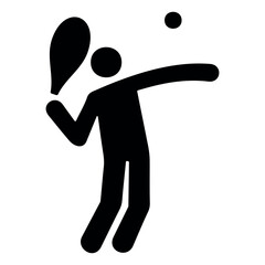  Tennis player vector icon. filled flat sign for mobile concept and web design. Man with tennis racket glyph icon. Symbol, logo illustration. Vector graphics