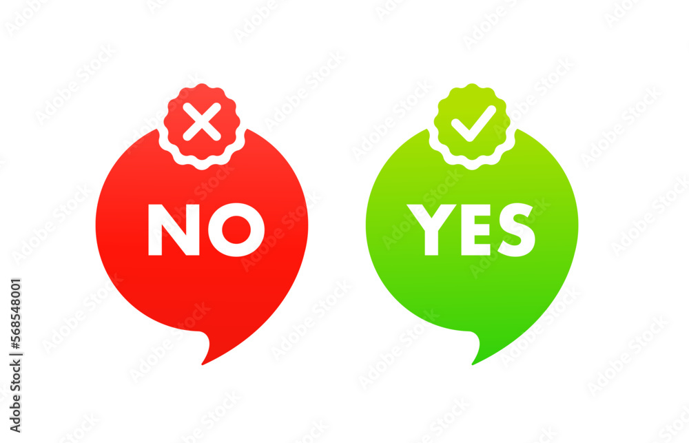 Poster tick check mark and cross mark symbols icon element, simple ok yes no graphic design. elements for t