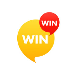 Win win. Business concept on white background. Win lettering text banner. Vector illustration