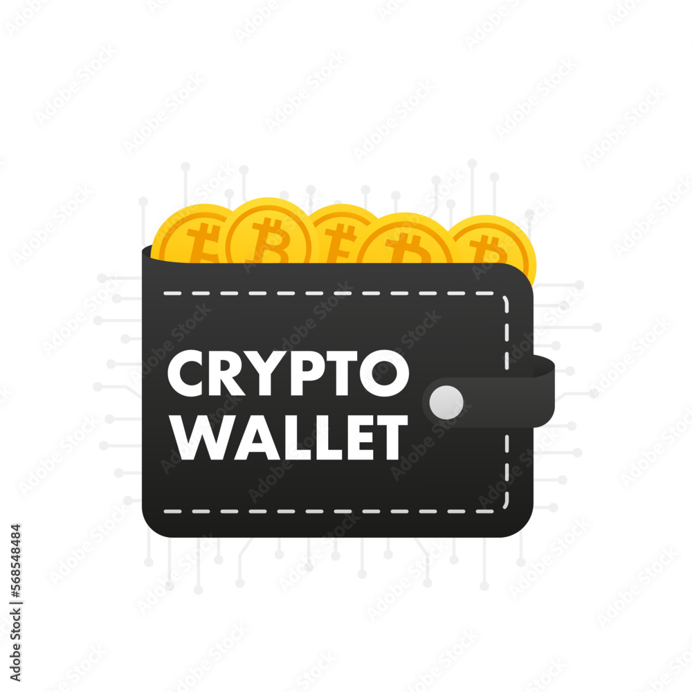 Poster crypto wallet. digital wallet technology for cryptocurrency bitcoin. crypto wallet connected. блокче