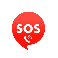 SOS marker, sign, icon, label. Speech vector icon bubble sos cartoon style on white isolated background. Calling for help. Vector illustration
