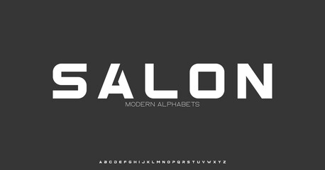 Salon Modern Sports tech font typography. MINIMAL vector typeface for a company. Minimal gaming fonts for logo design.	
