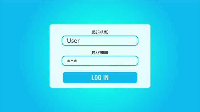 Typing on Username and Password with log in button computer animation