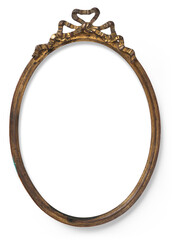 decorative vintage / antique oval brass picture or photo frame, perfect for portraits or art, isolated over a transparent background, retro design element