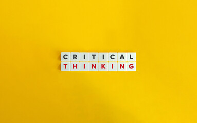Critical Thinking Banner. Letter Tiles on Yellow Background. Minimal Aesthetics.