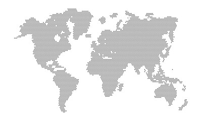 world map layout in dots on a white background world map in a circle vector graphics eps10