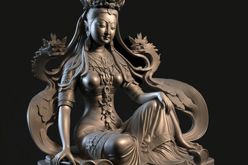 Chinese goddess statue 3d concept, Illustration Graphic Design with Generative AI.
