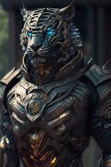 Armored superhero tiger
