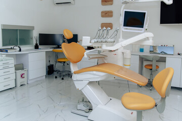 dental chair and instruments