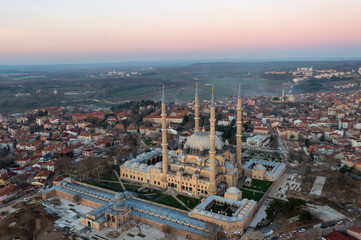 Obraz premium Selimiye Mosque exterior view in Edirne City of Turkey. Edirne was capital of Ottoman Empire.