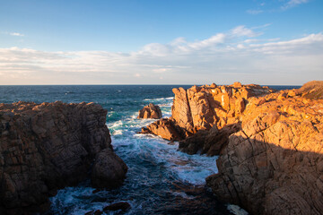 Landscape with waves on the rocky shore of Sines - Portugal