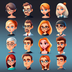 person cartoon avatar templates set