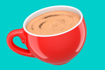 Ceramic coffee cup for cappuccino, americano, espresso, mocha, latte on green