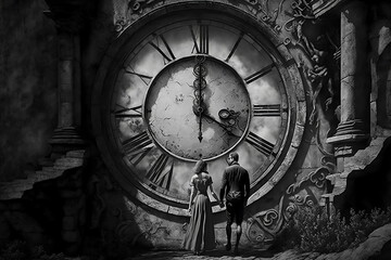time is time - wallpaper about time, or the past and the present, black and white