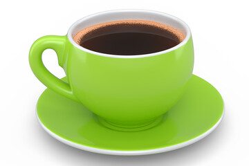 Ceramic coffee cup for cappuccino, americano, espresso, mocha, latte on white