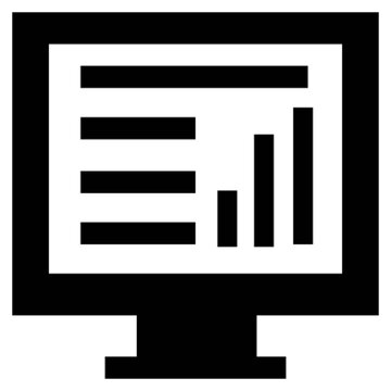 black monitor displaying data chart clip art preview