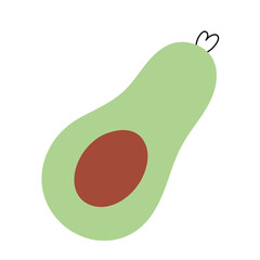 Avocado fruit. illustration isolated on white background. Simple doodle art, cartoon icon