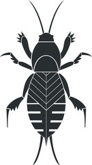 Mole cricket insect logo. Decorative ornate icon design. Geometric insect illustration in flat style