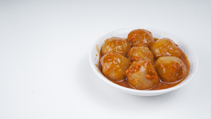Cilok is a typical West Javanese food made from springy tapioca with additional spices such as soy sauce, and sauce.
