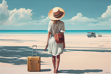 Fototapeta na wymiar Illustration of traveling and perfect vacation . generative AI