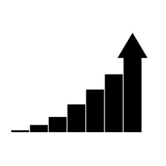 Chart graph. Black Icon graph growth with arrow isolated on background. Hologram positive percentage. Growth direction design business concept. Analysis information forecast. Vector illustration