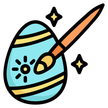 recommend clip art: easter egg paint Color line icon