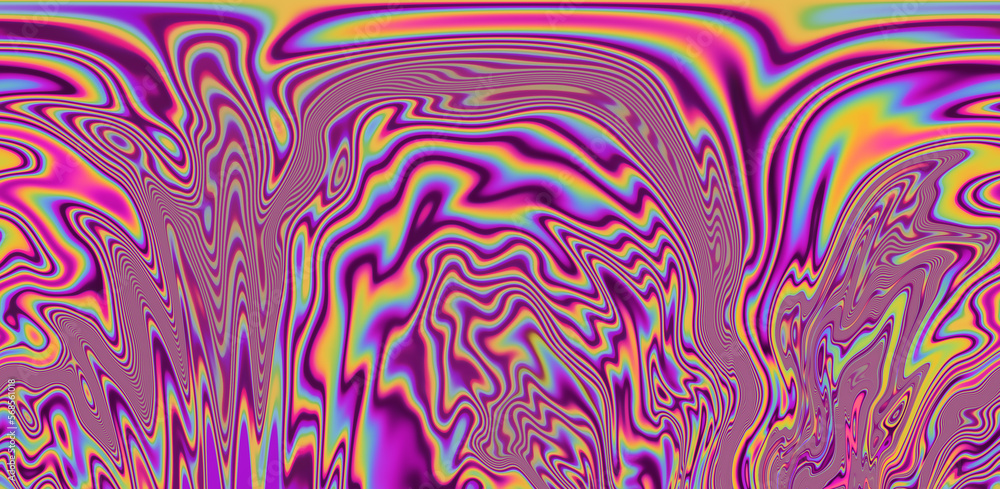 Poster abstract psychedelic colorful background with warped and distorted lines.