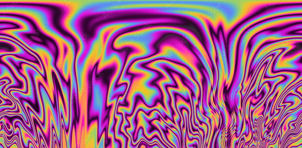 Poster abstract psychedelic colorful background with warped and distorted lines.