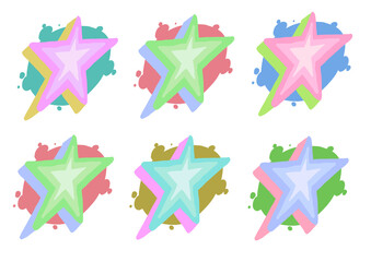 Obraz premium Ilustración estrellas de colores vintage