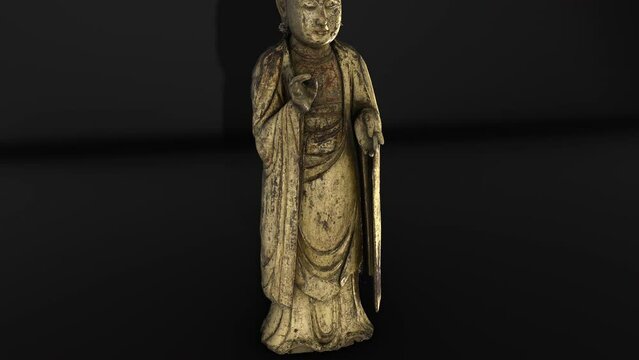  1997_11 Standing Bodhisattva - Zoom out- 3d animation model on a black background