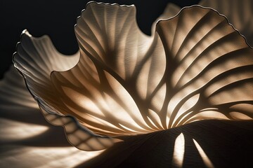  a close up of a flower with a light shining on it's petals and the shadow of the petals on the petals of the petals.  generative ai