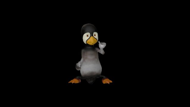 Cartoon Penguin Dancing 3D Animation With Alpha Video