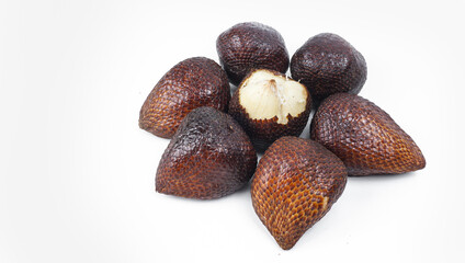 Salak fruit, a fruit that is often found in Indonesia, has skin that is hard like snake scales. Selected focus