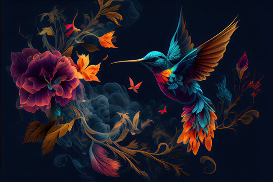 Spirit animal hummingbird and flower - By Generative AI