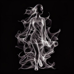 Woman outline made of smoke - By Generative AI