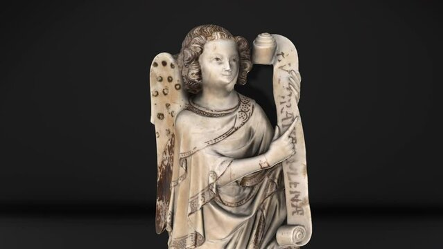 The Archangel Gabriel - Zoom in- 3d animation model on a black background
