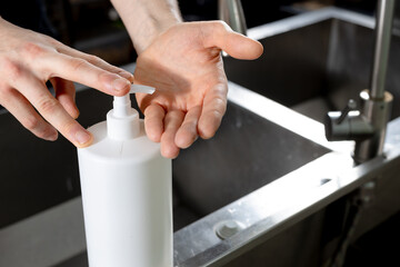 Close up on hygienic hand washing