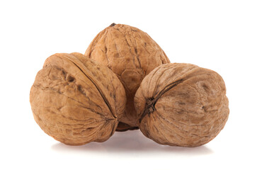 Walnuts isolated on white background.