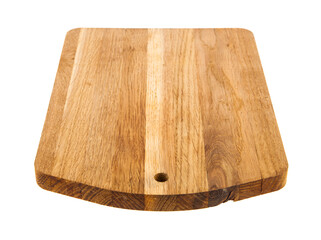 Oval wooden board isolated on white background.