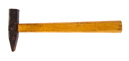 Old vintage hammer isolated on white background.