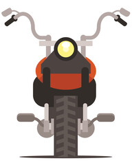Retro motorcycle or bike front view. Vector graphics
