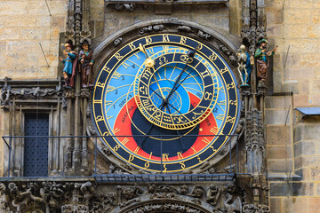 Obraz na płótnie Canvas Prague astronomical clock close-up. The main attraction of the capital of the Czech Republic. Background